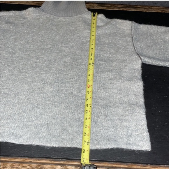 Free People] Grey Rib Fold-over Turtle neck Boucher Oversize Sweater - Picture 9 of 14